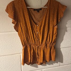 One Clothing Rust Polka Dot Blouse